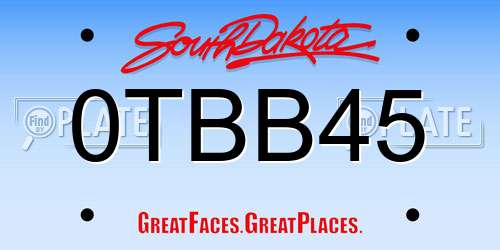 0TBB45 South Dakota License Plate