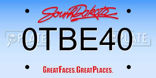 0TBE40 South Dakota License Plate