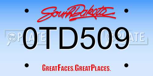 0TD509 South Dakota License Plate