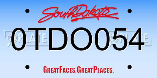 0TDO054 South Dakota License Plate