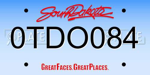 0TDO084 South Dakota License Plate