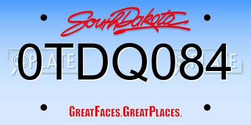 0TDQ084 South Dakota License Plate