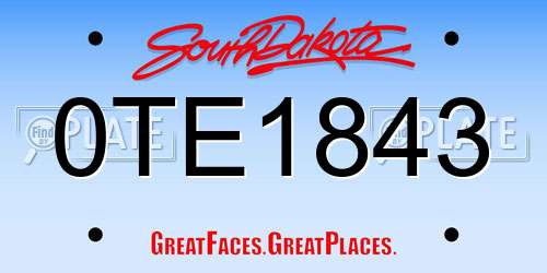 0TE1843 South Dakota License Plate