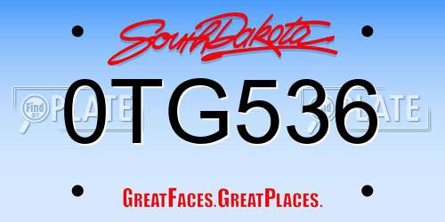 0TG536 South Dakota License Plate