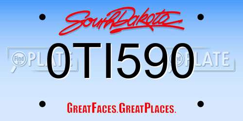 0TI590 South Dakota License Plate