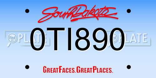 0TI890 South Dakota License Plate