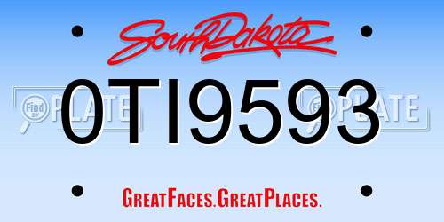 0TI9593 South Dakota License Plate