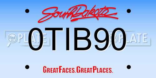 0TIB90 South Dakota License Plate
