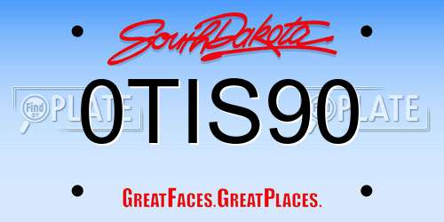 0TIS90 South Dakota License Plate