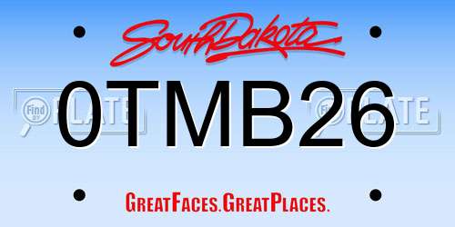 0TMB26 South Dakota License Plate