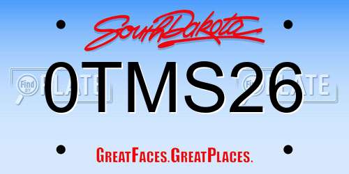 0TMS26 South Dakota License Plate