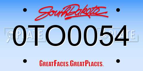 0TO0054 South Dakota License Plate