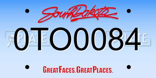 0TO0084 South Dakota License Plate