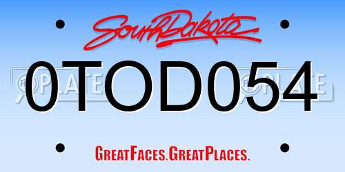 0TOD054 South Dakota License Plate