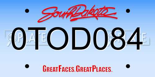 0TOD084 South Dakota License Plate