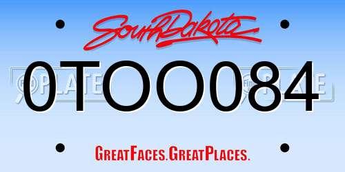 0TOO084 South Dakota License Plate