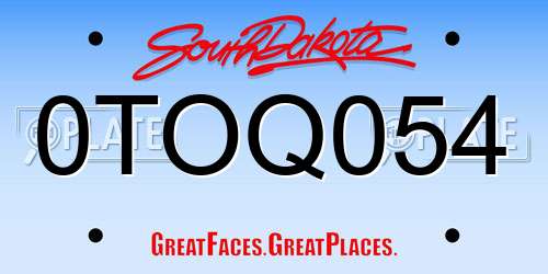0TOQ054 South Dakota License Plate