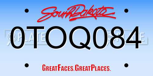 0TOQ084 South Dakota License Plate