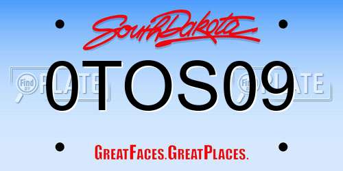 0TOS09 South Dakota License Plate