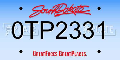 0TP2331 South Dakota License Plate