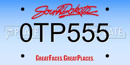 0TP555 South Dakota License Plate