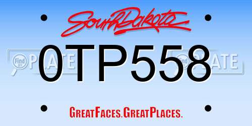 0TP558 South Dakota License Plate
