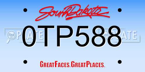 0TP588 South Dakota License Plate