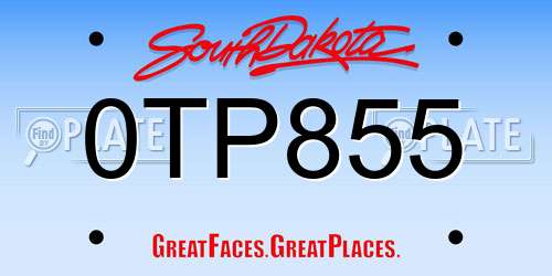 0TP855 South Dakota License Plate