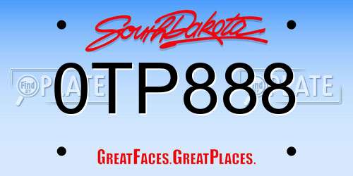 0TP888 South Dakota License Plate