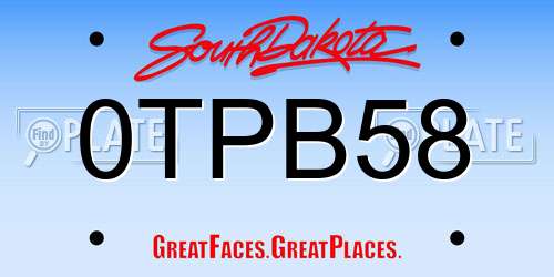 0TPB58 South Dakota License Plate