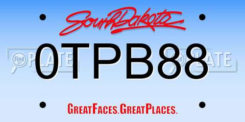 0TPB88 South Dakota License Plate