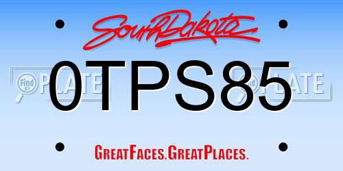 0TPS85 South Dakota License Plate