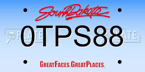 0TPS88 South Dakota License Plate
