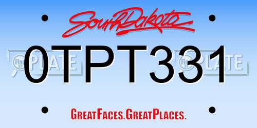 0TPT331 South Dakota License Plate