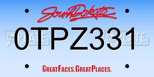 0TPZ331 South Dakota License Plate