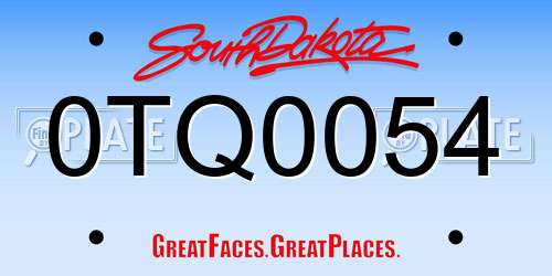 0TQ0054 South Dakota License Plate