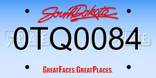 0TQ0084 South Dakota License Plate