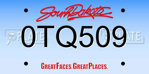0TQ509 South Dakota License Plate
