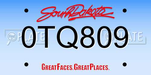 0TQ809 South Dakota License Plate