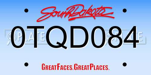 0TQD084 South Dakota License Plate