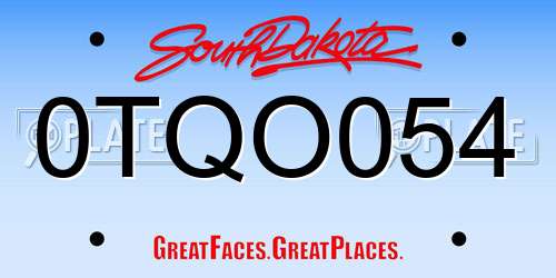 0TQO054 South Dakota License Plate