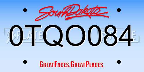 0TQO084 South Dakota License Plate
