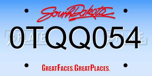 0TQQ054 South Dakota License Plate