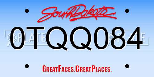 0TQQ084 South Dakota License Plate
