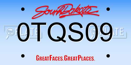 0TQS09 South Dakota License Plate