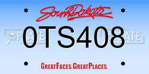 0TS408 South Dakota License Plate