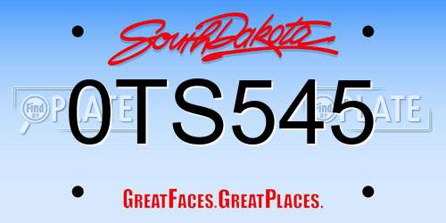 0TS545 South Dakota License Plate