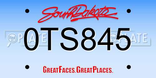 0TS845 South Dakota License Plate