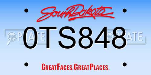 0TS848 South Dakota License Plate
