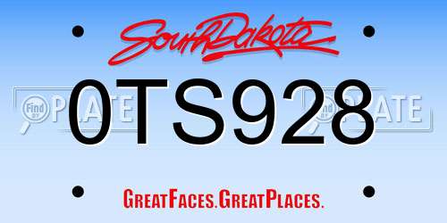 0TS928 South Dakota License Plate